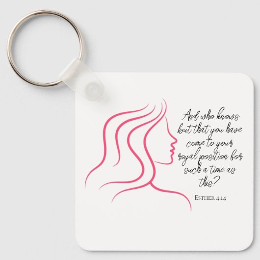 Esther 4:14 Schrift Bijbel Verse Roze Silhouet Sleutelhanger (Voorkant)