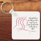 Esther 4:14 Schrift Bijbel Verse Roze Silhouet Sleutelhanger (Voorkant)