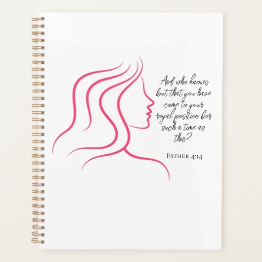 Esther 4:14 Schrift Bijbelvers Roze Silhouet  Planner (Voorkant)