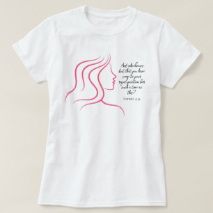 Esther 4:14 Schrift Bijbelvers Roze Silhouet T-shirt