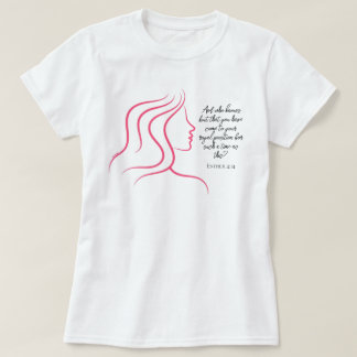 Esther 4:14 Schrift Bijbelvers Roze Silhouet T-shirt