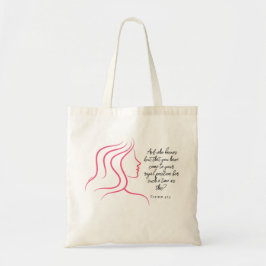 Esther 4:14 Schrift Bijbelvers Roze Silhouet Tote Bag