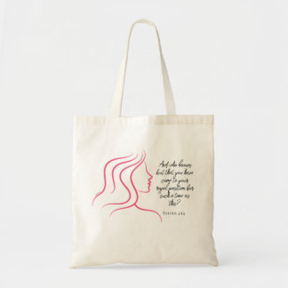 Esther 4:14 Schrift Bijbelvers Roze Silhouet Tote Bag