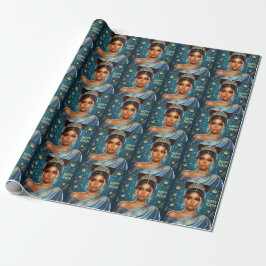 Esther Blue Purim Wrapping Paper Cadeaupapier