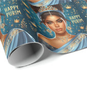 Esther Blue Purim Wrapping Paper Cadeaupapier (Rol Hoek)