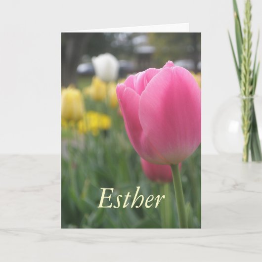 Esther Girls name Tulip Wenskaart Kaart (Voorkant)