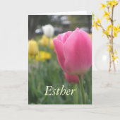 Esther Girls name Tulip Wenskaart Kaart (Gele Bloem)