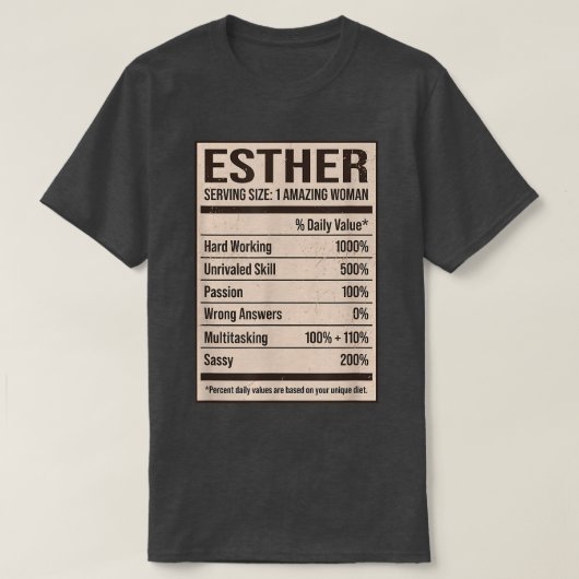 Esther Nutrition Facts Name Nickname Alias Titel F T-shirt (Design voorkant)