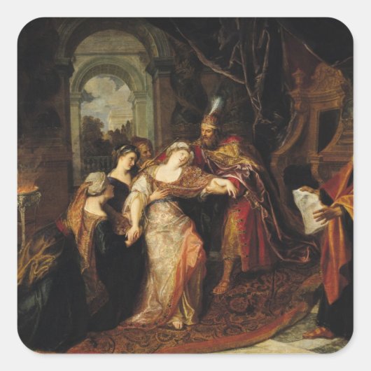 Esther voor Ahasuerus, vóór 1697 Vierkante Sticker (Voorkant)