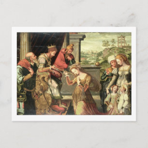 Esther voor koning Ahasuerus met Haman Briefkaart