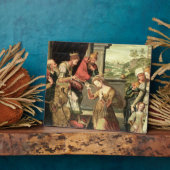 Esther voor koning Ahasuerus met Haman Fotoplaat (Zijkant)