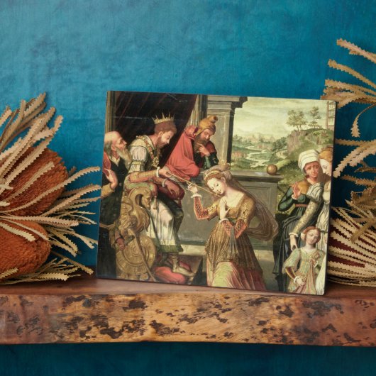 Esther voor koning Ahasuerus met Haman Fotoplaat (Zijkant)