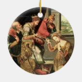 Esther voor koning Ahasuerus met Haman Keramisch Ornament (Achterkant)