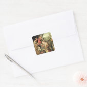 Esther voor koning Ahasuerus met Haman Vierkante Sticker (Envelop)