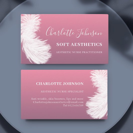 esthetica Skincare Modern Pink Feather Visitekaartje