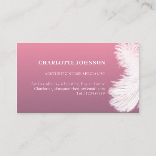 esthetica Skincare Modern Pink Feather Visitekaartje (Achterkant)