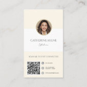 Esthetician Beautician Beige QR-code en foto Visitekaartje (Achterkant)