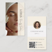 Esthetician Beautician Beige QR-code en foto Visitekaartje (Voorkant / Achterkant)