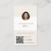 Esthetician Beautician Beige QR-code en foto Visitekaartje (Achterkant)