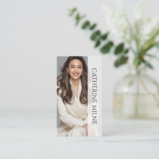 Esthetician Beautician Grijs QR Code & Foto Visitekaartje (Staand voorkant)