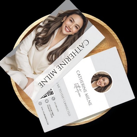 Esthetician Beautician Grijs QR Code & Foto Visitekaartje