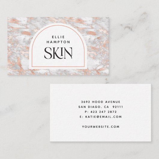Esthetician Beautician Roos Gold Marble Arch Visitekaartje (Voorkant / Achterkant)