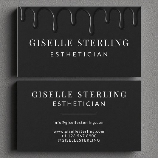 Esthetician Black Dripping Luxe Visitekaartje