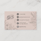 Esthetician Blush Floral Line Art Script Visitekaartje (Achterkant)