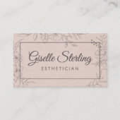Esthetician Blush Floral Line Art Script Visitekaartje (Voorkant)