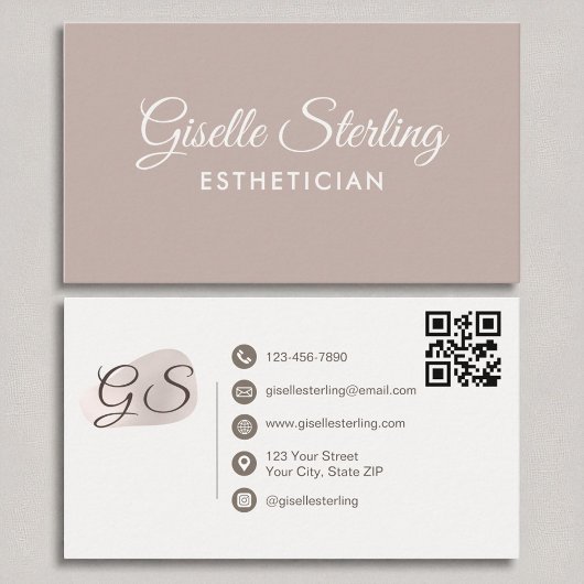 Esthetician Blush Mauve Moderne Elegante QR-code Visitekaartje