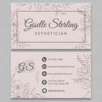 Esthetician Blush Pink Floral Line Art Script