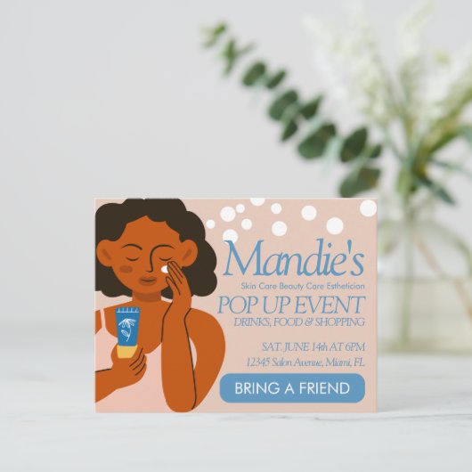 Esthetician Business Salon Pop Up Event Blue Briefkaart (Staand voorkant)
