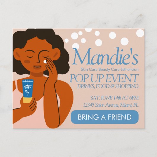 Esthetician Business Salon Pop Up Event Blue Briefkaart (Voorkant)