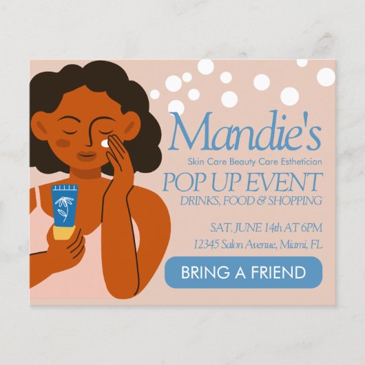 Esthetician Business Salon Pop Up Event Blue Flyer (Voorkant)
