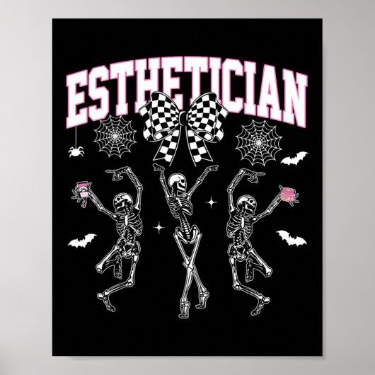 Esthetician Dancing Skeleton Halloween Bow Skin Th Poster (Voorkant)