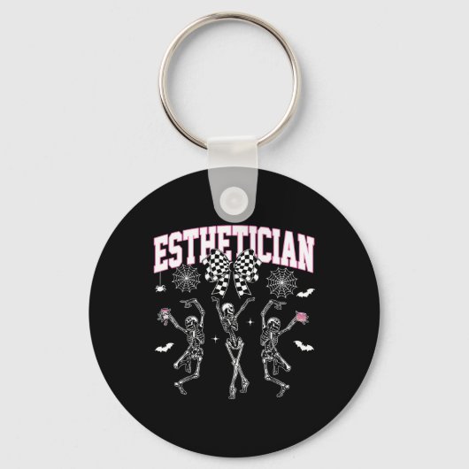 Esthetician Dancing Skeleton Halloween Bow Skin Th Sleutelhanger (Voorkant)