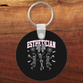 Esthetician Dancing Skeleton Halloween Bow Skin Th Sleutelhanger (Voorkant)