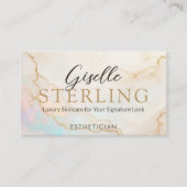Esthetician Elegant Pearl Opal Gold Script Visitekaartje (Voorkant)