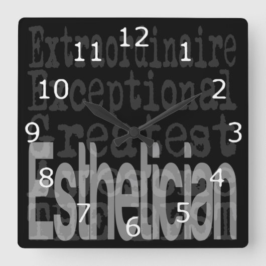 Esthetician Extraordinaire Vierkante Klok (Voorkant)