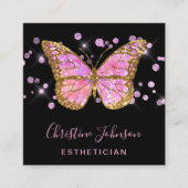 Esthetician Faux Glitter Butterfly Design Vierkante Visitekaartje (Voorkant)