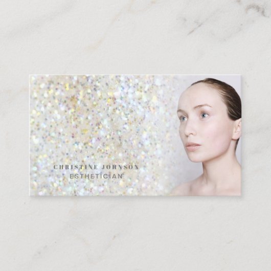 Esthetician faux glitter textuur · visitekaartje (Voorkant)