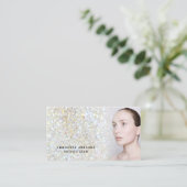 Esthetician faux glitter textuur visitekaartje (Staand voorkant)
