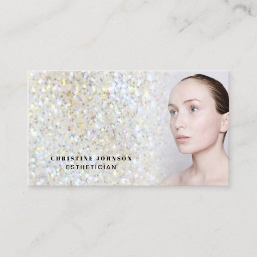 Esthetician faux glitter textuur visitekaartje (Voorkant)