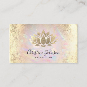 Esthetician Faux Gold folie Lotus op Opale Textuur Visitekaartje