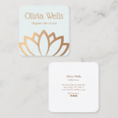 Esthetician Gold Lotus Flower Square Visitekaartje (Voorkant / Achterkant)