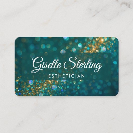 Esthetician Green Gold QR Code Professional Visitekaartje (Voorkant)