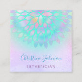 Esthetician groen paarse roze ontwerp vierkante visitekaartje (Voorkant)