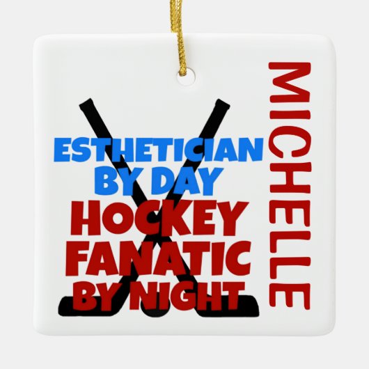 Esthetician houdt van Hockey CUSTOM Keramisch Ornament (Voorkant)