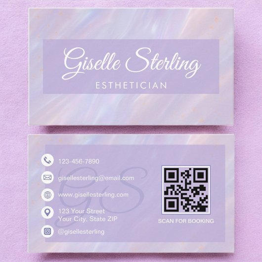 Esthetician Iridescent Pastel Opal Holographic Visitekaartje