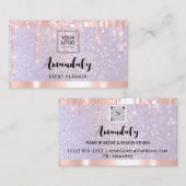 Esthetician Lash Nails Hair QRCode Logo PurpleRose Visitekaartje (Voorkant / Achterkant)